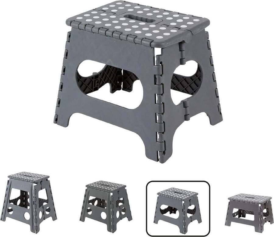 Opvouwbare kruk keuken badkamer kleine klapladder kinderkruk badkamerbank opvouwbaar niveau volwassenen kinderen grijs 27 cm hoogte tot 150 kg