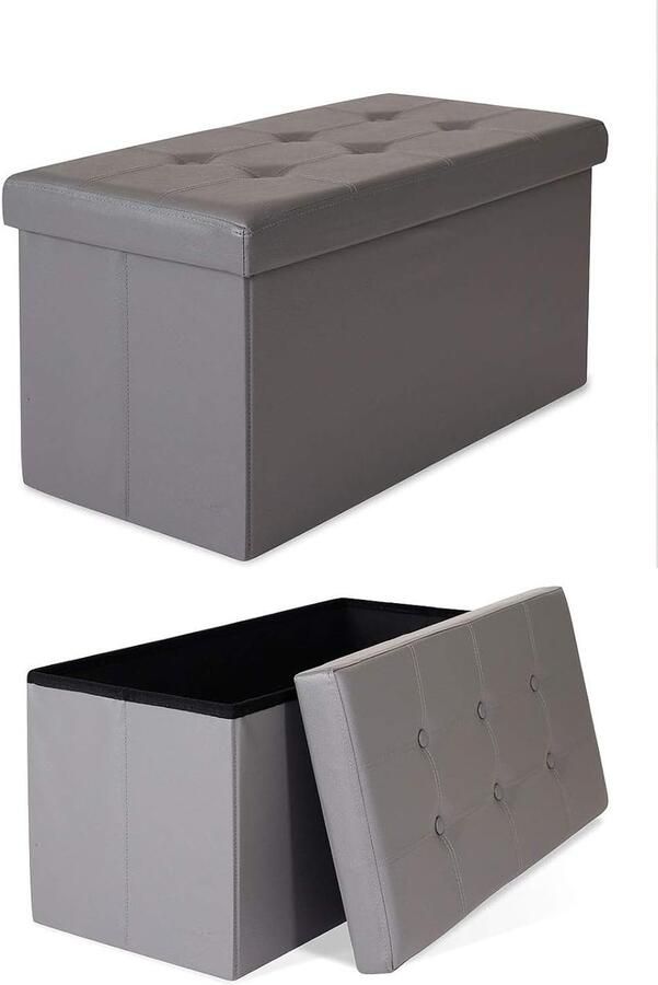 Opvouwbare Kruk Kunstleer Maximaal 300 kg Grijs 76x38x38 cm