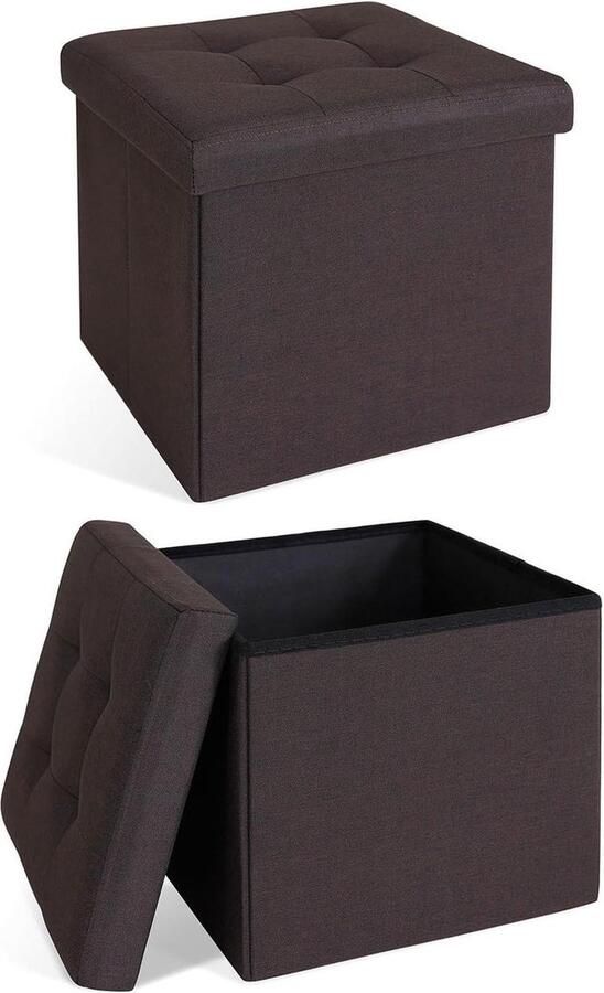 Opvouwbare linnen kruk 40 L Cube 38 x 38 x 38 cm bruin max. 300 kg