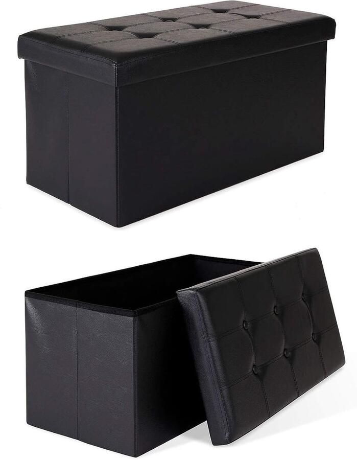 Opvouwbare kruk maximaal 300 kg zwart kunstleer 76x38x38 cm