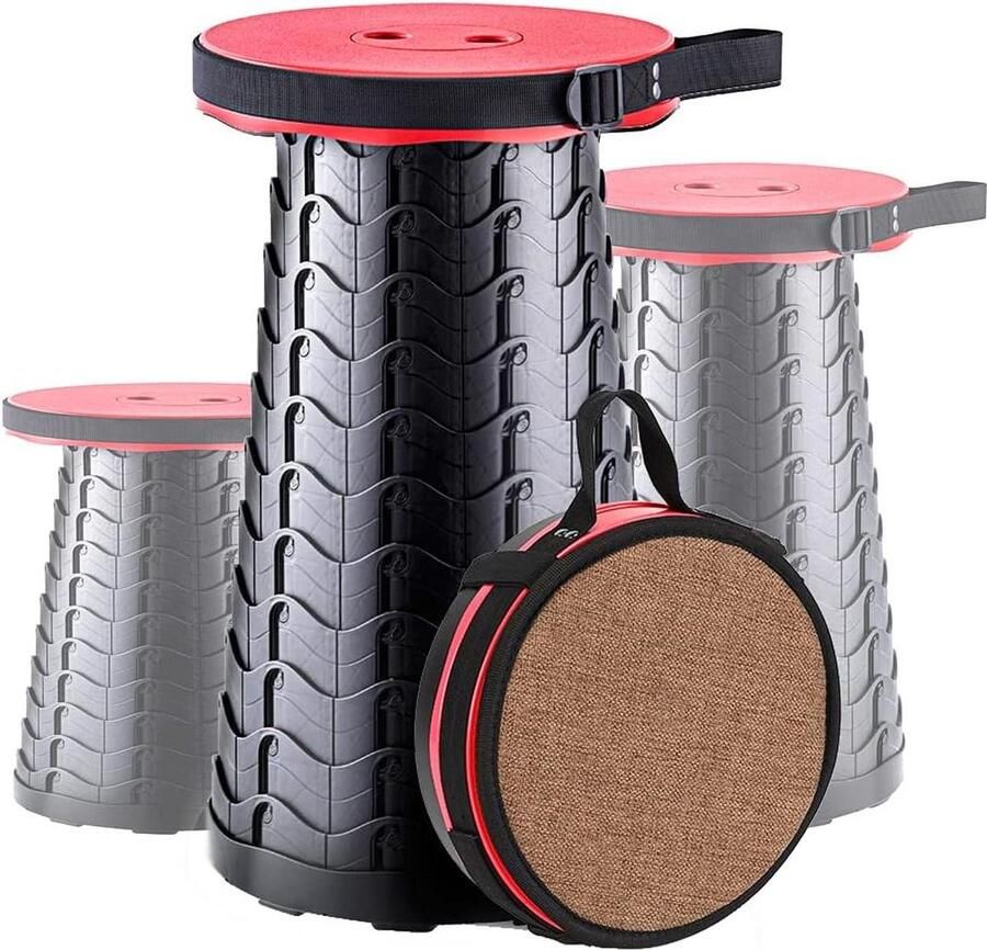 Opvouwbare kruk met 180 kg laadvermogen zacht kussen opbergtas karabijnhaak draagbare campingstoel Kruk