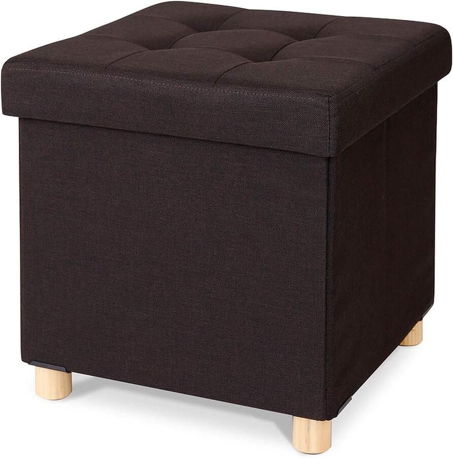 Opvouwbare Kruk met Opbergdoos Multifunctioneel 1 stuk Bruin Houten poten 38 x 38 x 38 cm