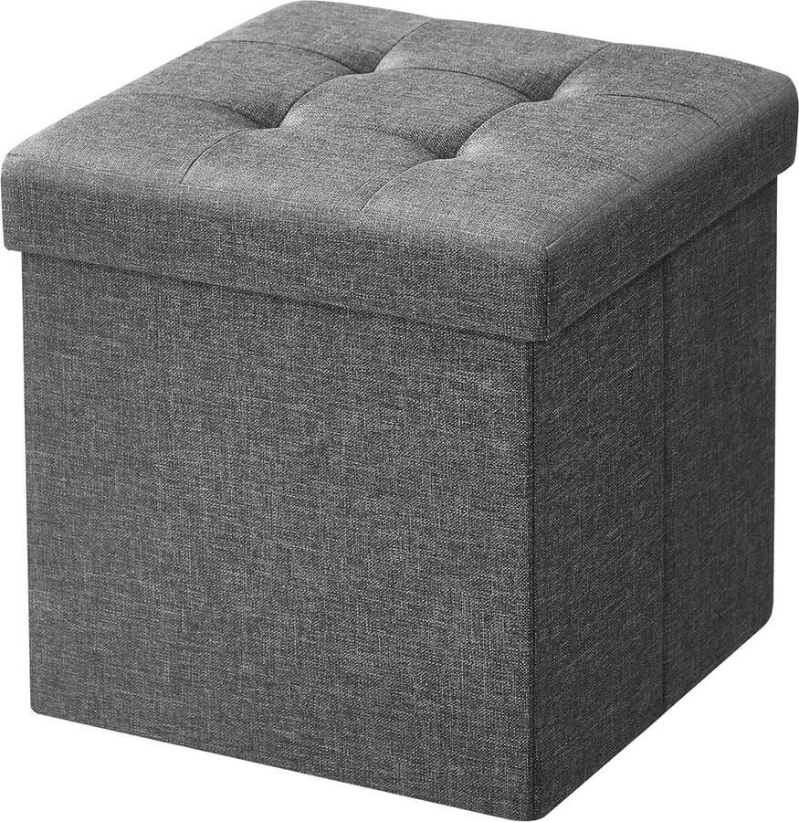 Opvouwbare kruk met opbergruimte donkergrijs voor woonkamer en slaapkamer