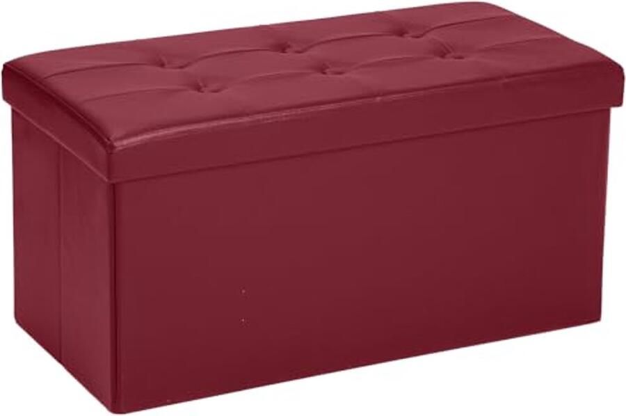 Opvouwbare Kruk met Opbergruimte en Gevoerd Zitblok 76 x 38 x 38 cm Voor Woonkamer en Slaapkamer