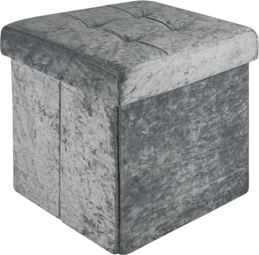 Opvouwbare Kruk met Opbergruimte Fluwelen Zitkubus 38x38 cm