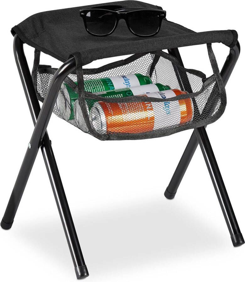 Opvouwbare Kruk met Tas Maximale Belasting 120 kg Opvouwbaar Lichtgewicht Campingkruk H x B x D: 39 x 29 x 35 cm Zwart