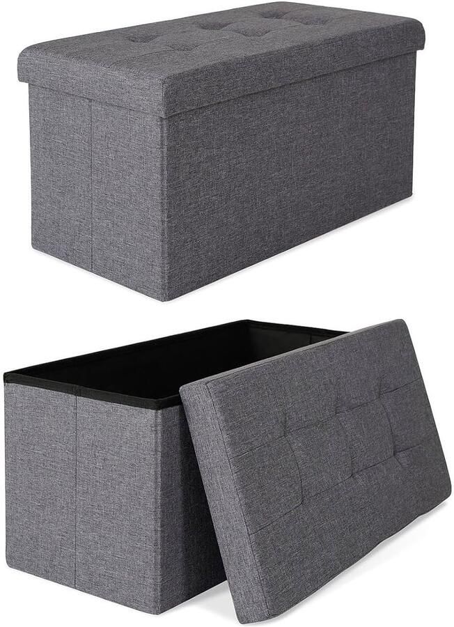 Opvouwbare kruk stevig en praktisch max 300 kg grijs linnen 76x38x38 cm