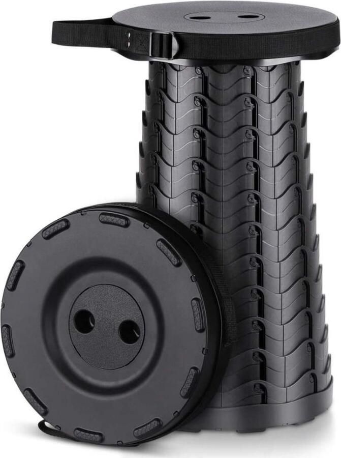 LifeGear Opvouwbare kruk Krukje Visstoel Kampeerstoel Krukje inklapbaar Opstapkrukje Tot 210 KG Zwart