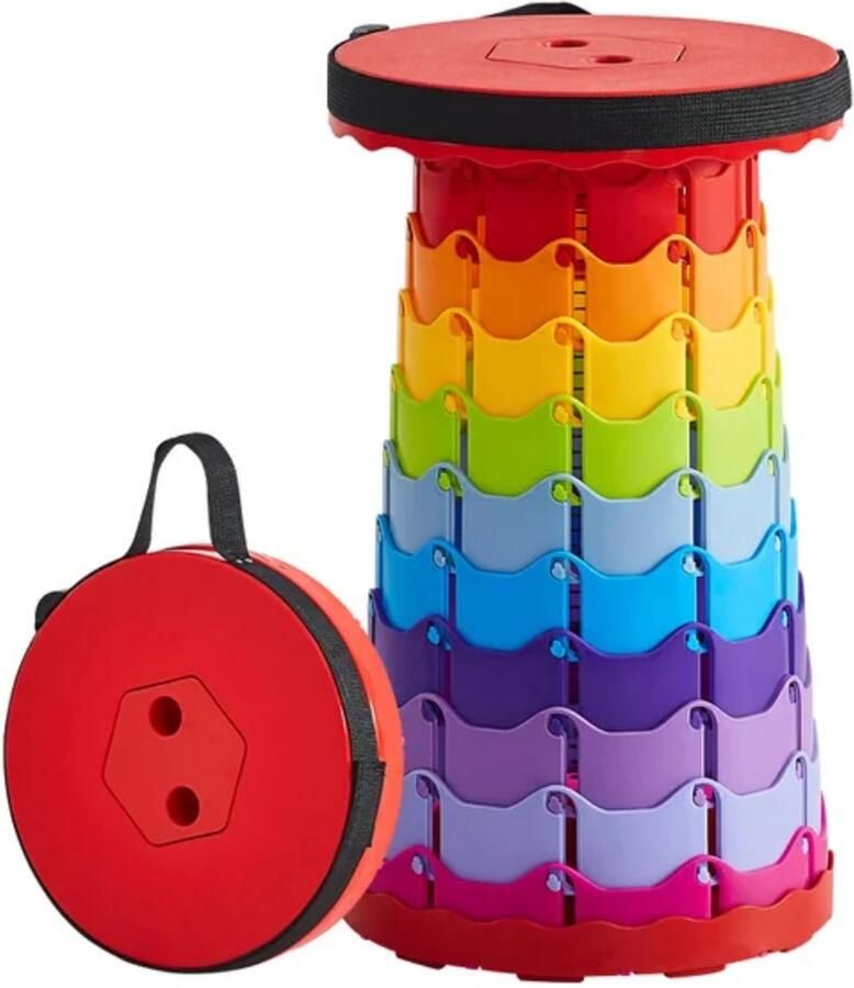 Opvouwbare kruk Visstoel Kampeerstoel Inklapbaar Opstapkrukje Tot 100 KG Regenboog kleur Festival kruk stoel