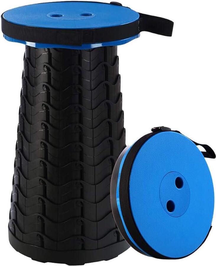 Opvouwbare kruk Visstoel Kampeerstoel Inklapbaar Opstapkrukje Tot 100KG Blauw Zwart Festival kruk Telescopisch