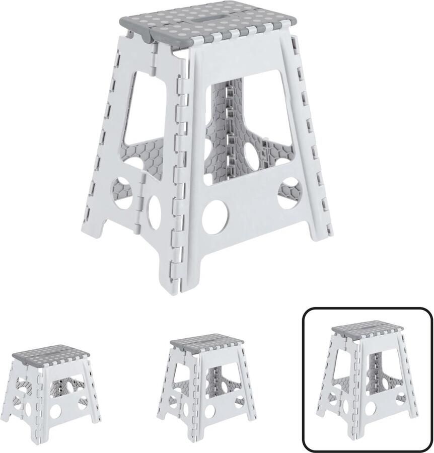 Opvouwbare Kruk voor Keuken en Badkamer Inklapbare Stevige Opstap voor Volwassenen en Kinderen Antislip Design 45 cm Hoog Wit