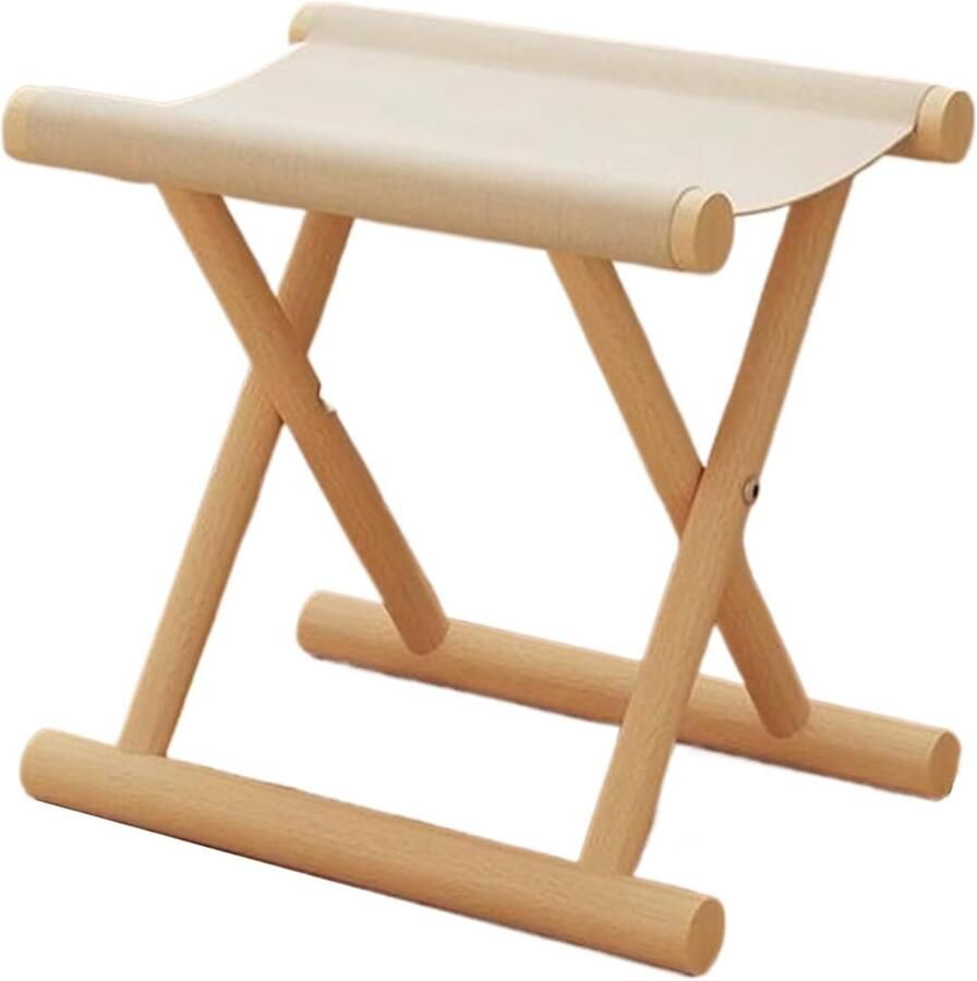 ZVD Opvouwbare kruk zitting van massief hout lichtgewicht stoffen ontwerp stabiele antislipbasis compact en draagbaar kan binnen en buiten worden gebruikt natuurlijk hout