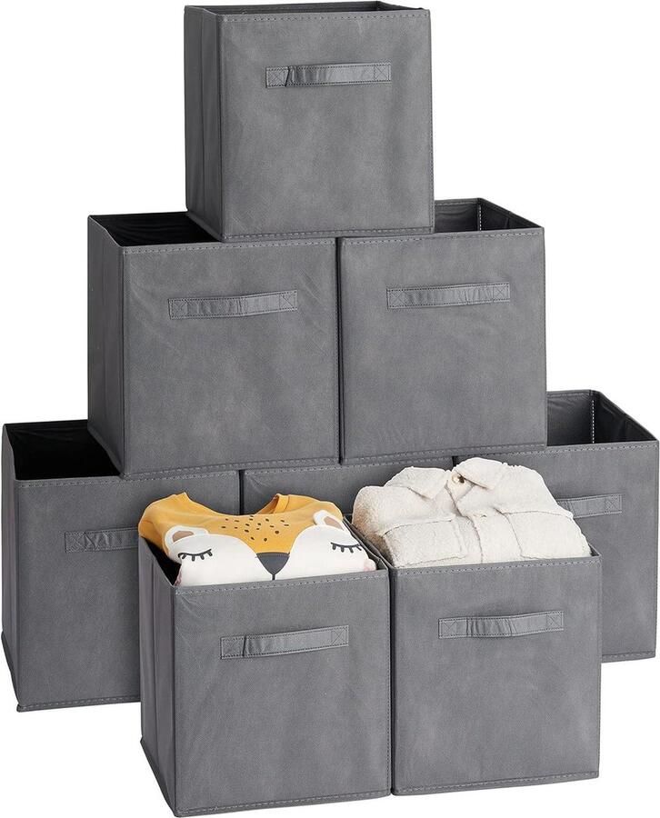 Opvouwbare Kubus Opbergdozen Kleding Speelgoed Wasserij 8 stuks Grijs Sterk en Duurzaam