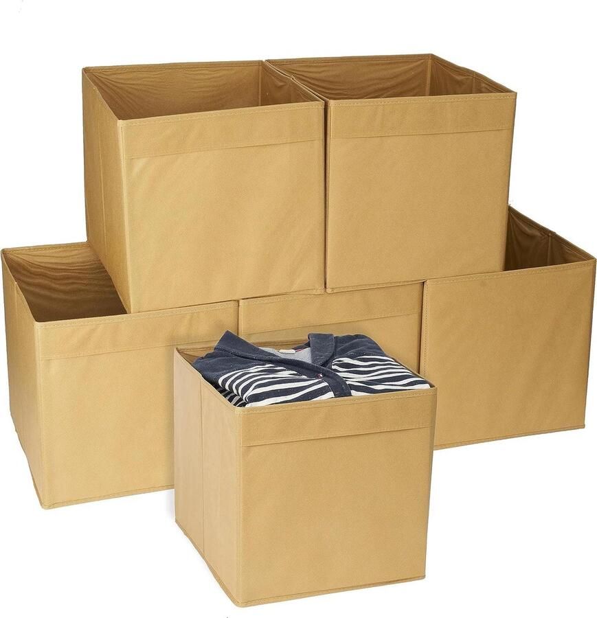 Opvouwbare Kubus Opbergdozen Sterk & Duurzaam 6 stuks Kaki 33x33x37cm