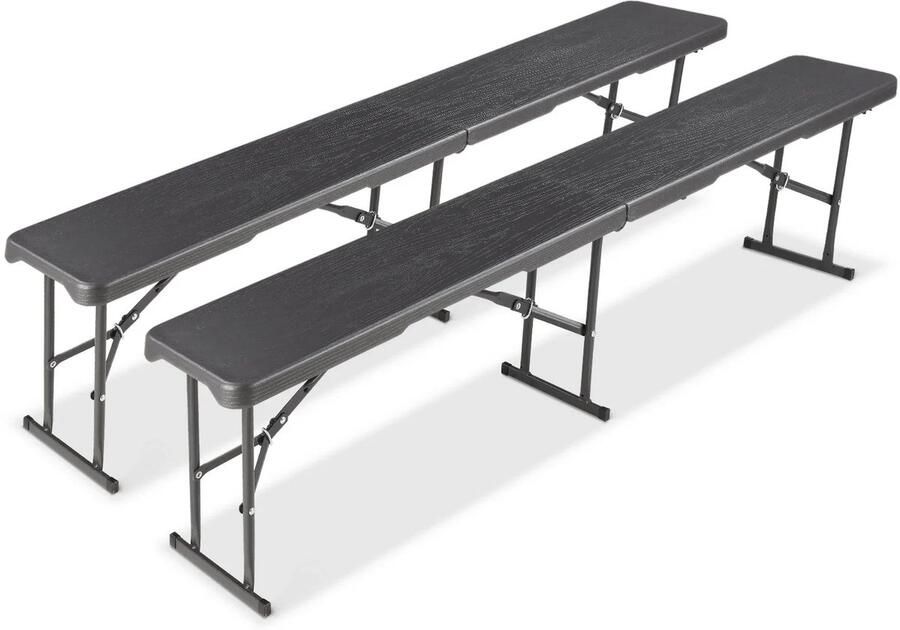 Opvouwbare Kunststof Bank met Handvat 180x28x43 cm Voor Tuin Camping & Balkon Draagbare kruk Plastic opvouwbare bank met handvat Tuinkruk Grijs