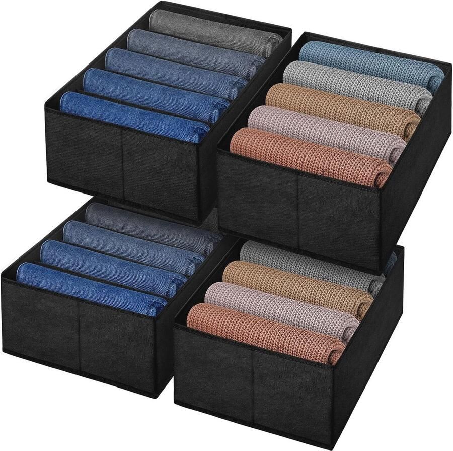 Opvouwbare lade-organizer set van 4 Stoffen opbergdozen voor kleding ondergoed sokken en accessoires