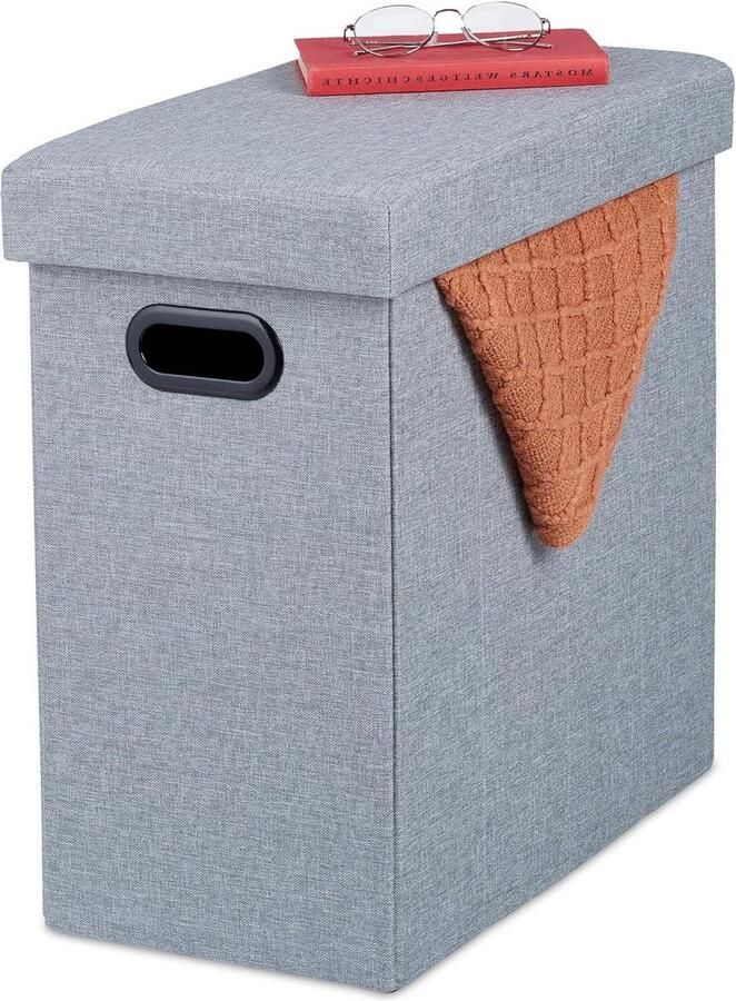 Opvouwbare langwerpige poef met opbergruimte Grijs 49 x 48.5 x 27 cm Kruk met opbergruimte