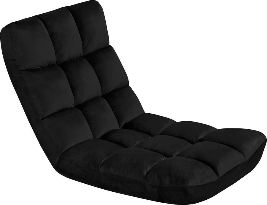 Opvouwbare Lazy Vloerstoel – Zwarte Relaxstoel met Verstelbare Rugleuning Inklapbaar en Comfortabel als Meditatiestoel of Leesstoel voor Thuis en Kantoor