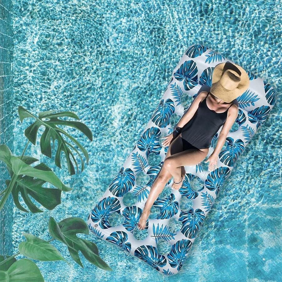 Waterhangmat voor zwembad en zomerplezier 2 opblaasbare hangmatten 4-in-1 multifunctioneel opvouwbaar Waterhangmat