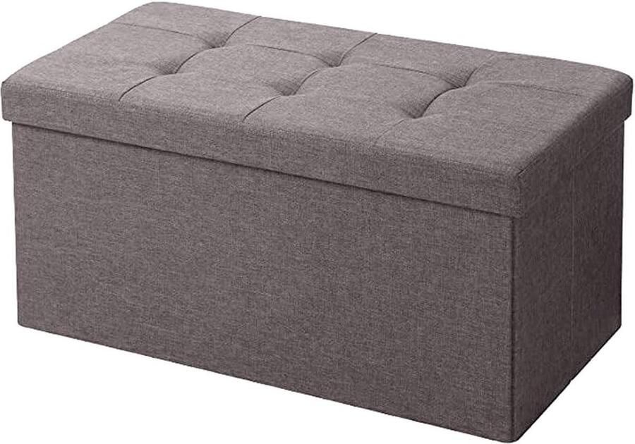 Opvouwbare linnen opbergdozen voetenbank voetensteun bruin 76 x 38 x 38 cm dekenkist