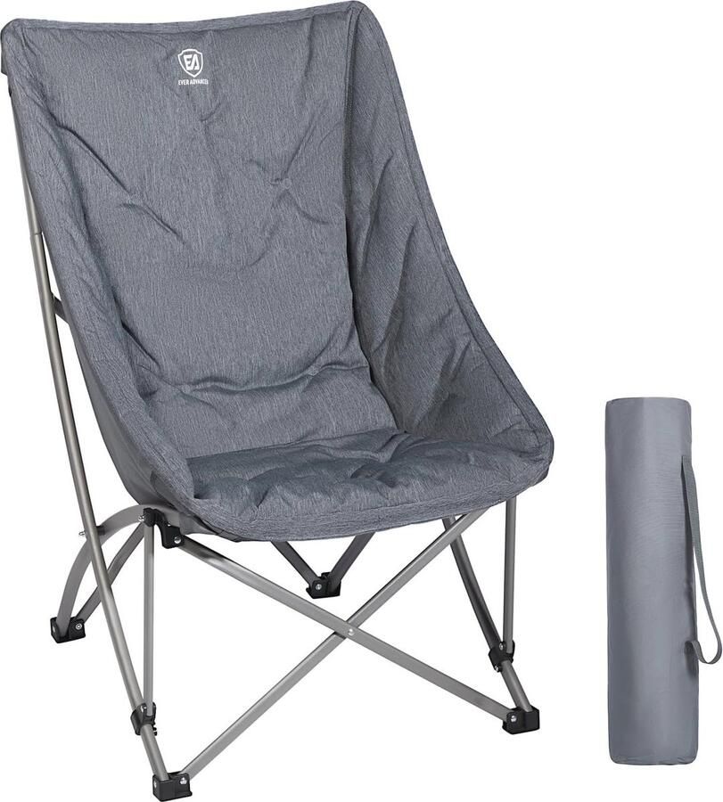 Luxe Opvouwbare Campingstoel met Hoge Rugleuning Gevoerd Draagbaar en Belastbaar tot 120 kg