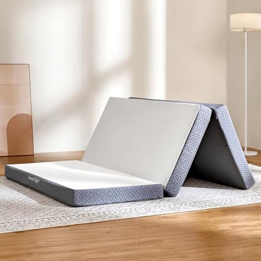 Opvouwbare Matras 4 Inch met Inklapbare en Wasbare Hoes Geschikt voor Camperreizen Kamperen en Gastgebruik (Tweepersoons 2 Aparte)