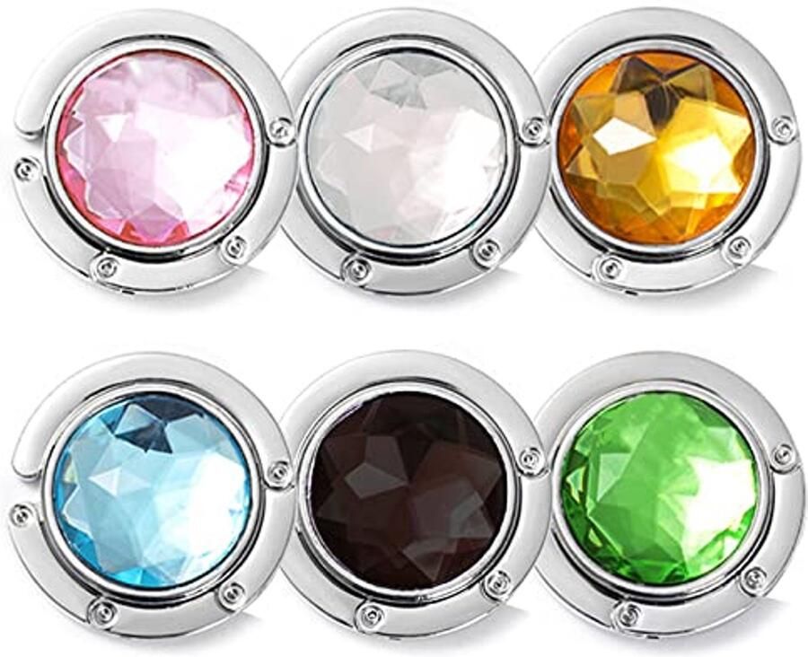 Opvouwbare Metalen Handtassen Tafelhaken 6-Pack in Heldere Kleuren voor Organisatie