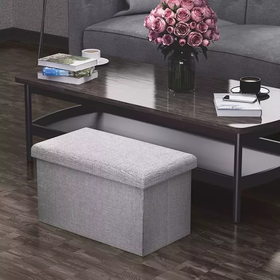 Opvouwbare Opberg Poef Hocker – Bench – Bench with Storage space Zitkist – Woonkamer accessoires ‏ : 49 x 49 x 30 cm