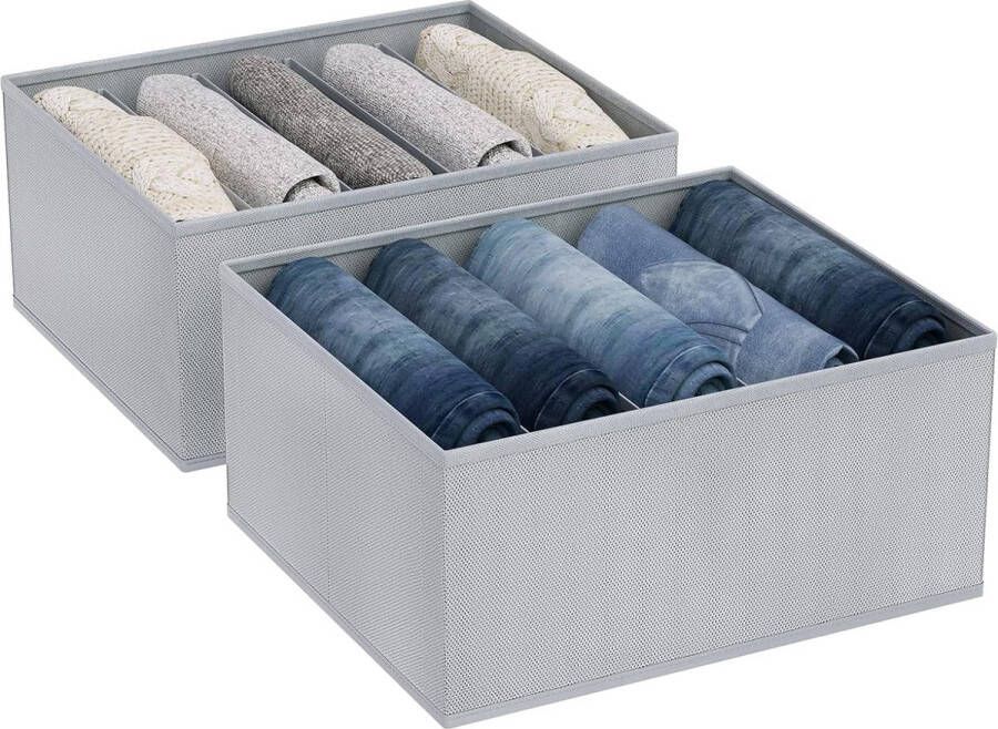 Opvouwbare opbergdoos 2-delige jeanskastorganizer stoffen kledingkastorganizer met vakken voor broeken overhemden truien leggings