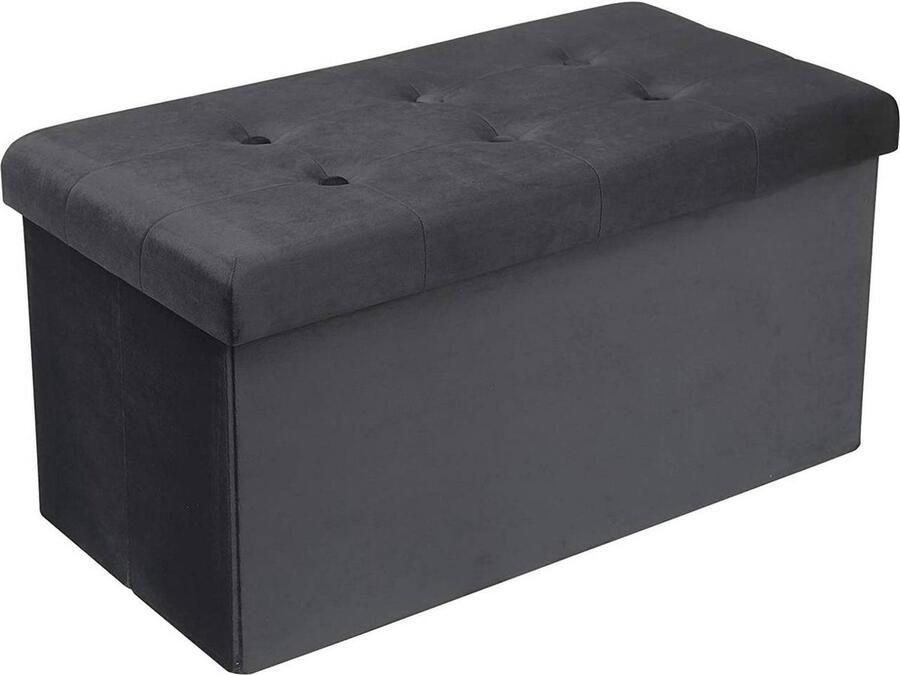 Rootz Living Rootz Opvouwbare Opbergdoos Ottomaanse Bank Fluwelen Bekleding 80L Capaciteit 76cm x 38cm x 37 5cm Max. Belasting 300kg
