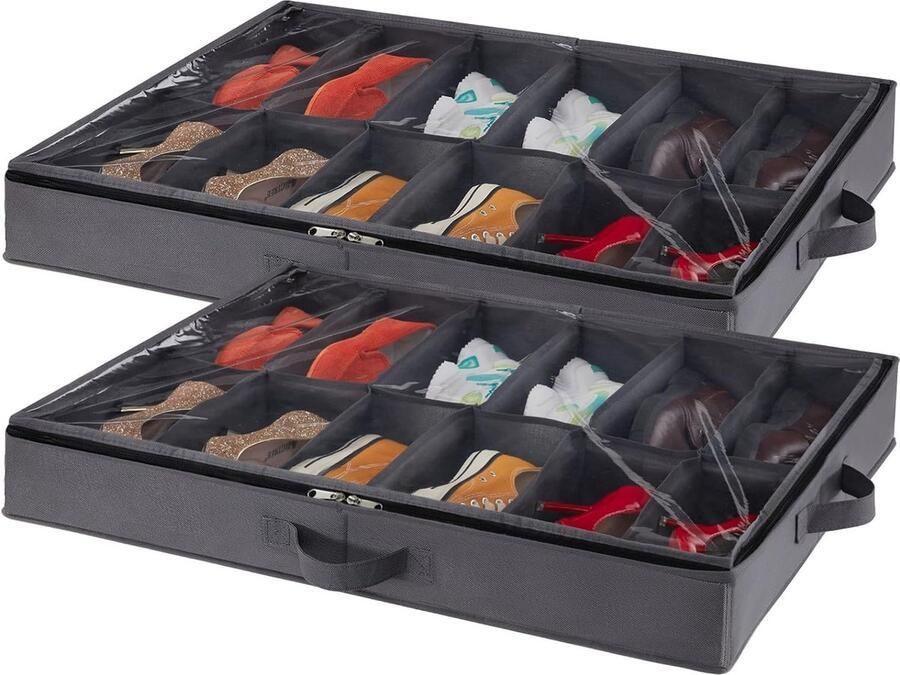 Opvouwbare Opbergdoos voor Schoenen Schoenenorganizer Onder Het Bed 2 Stuks 12 Paar Heren en Dames