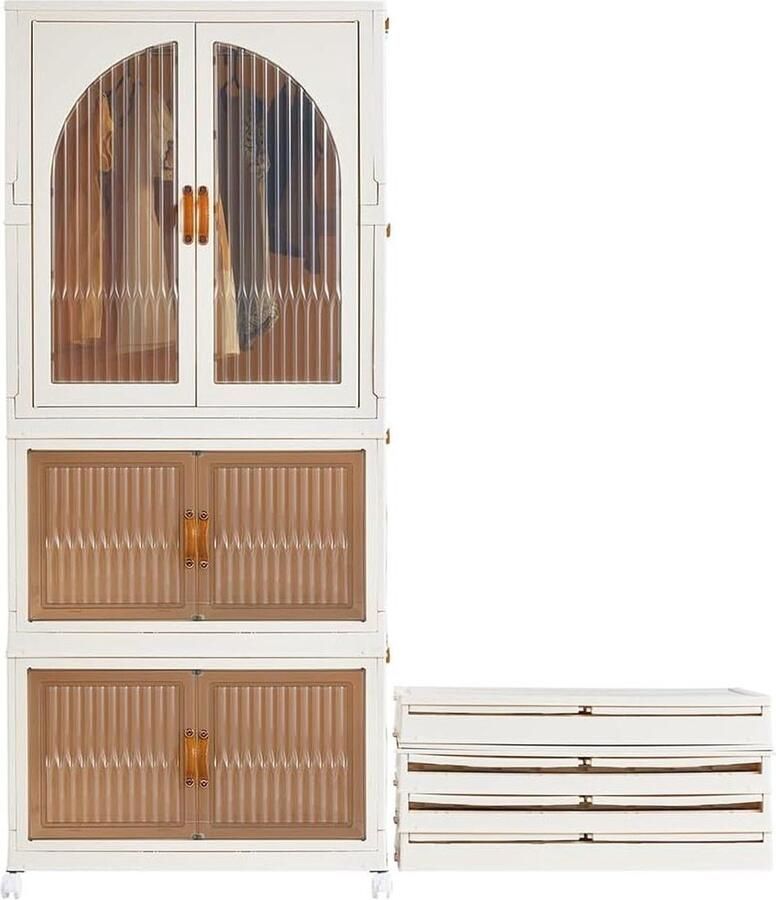 Opvouwbare opbergdozen 98L Stapelbaar met deksel en wielen Draagbaar reksysteem Slaapkamer kleedkamer kinderkamer kledingkasten slaapkamer