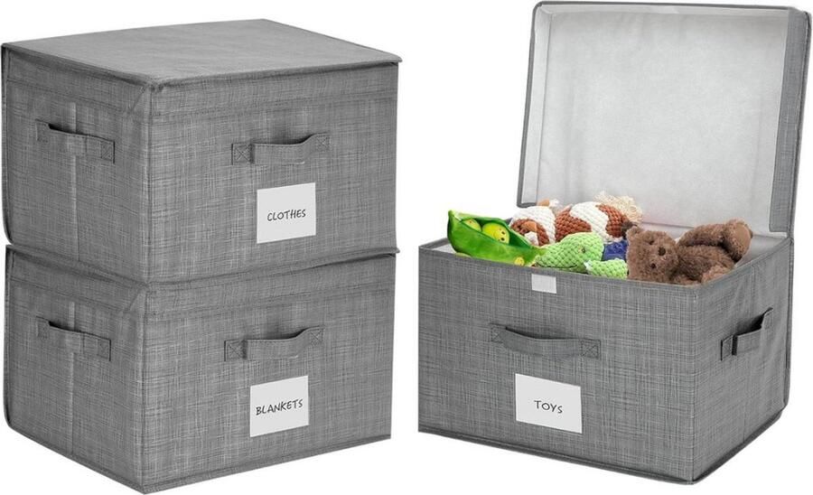 Opvouwbare Opbergdozen Set van 3 32L Grijs Stof