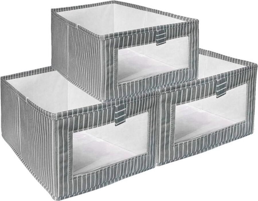 Opvouwbare Opbergdozen Set van 3 met Transparant Venster voor Opslagbehoeften