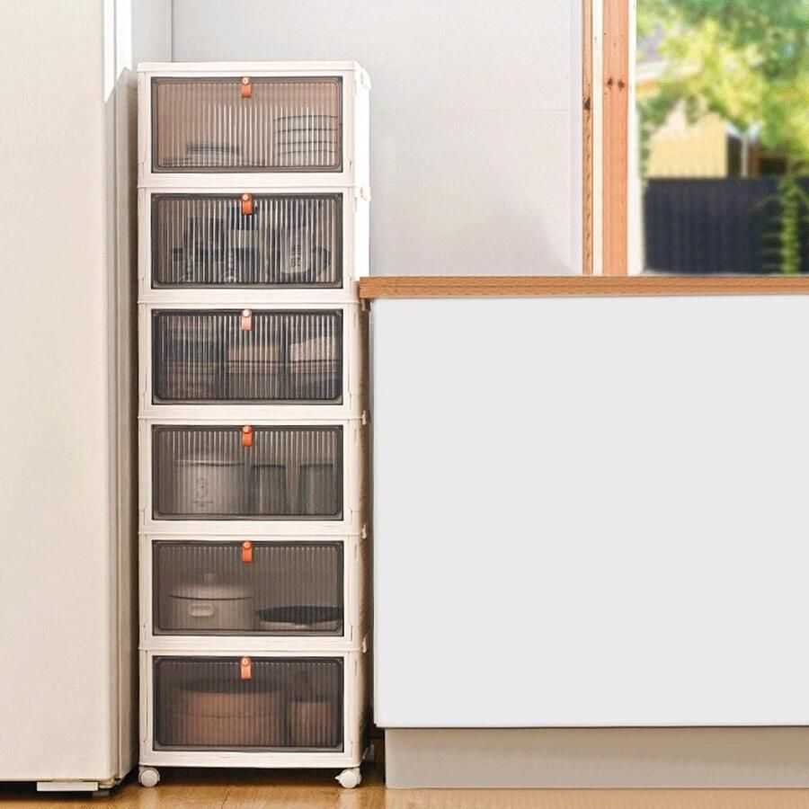 Opvouwbare opbergdozen transparante plastic opbergdozen met deksel grote capaciteit dik en duurzaam slaapkamer kledingkast kantoor garage Zes lagen kledingkasten slaapkamer