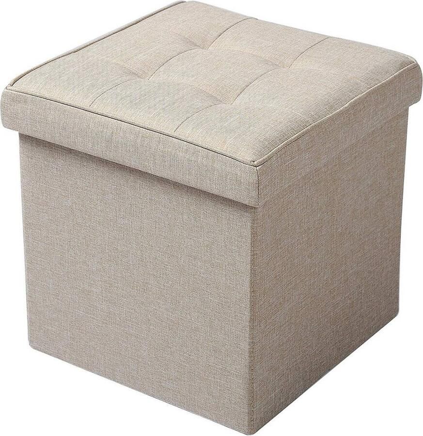 Rootz Living Rootz Opvouwbare opbergkruk Cube Ottoman Gewatteerde bank Veelzijdig meubilair 37 5 cm x 38 cm x 37 5 cm
