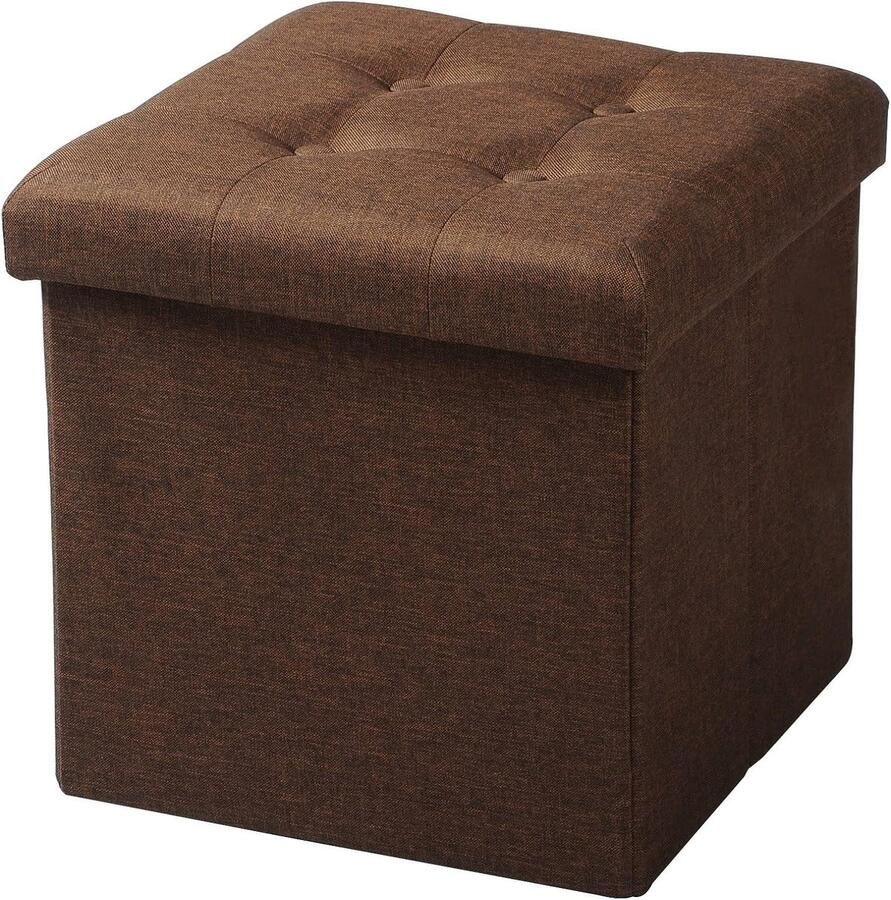 Rootz Living Rootz Opvouwbare Opbergkruk Ottomaanse Bank Compacte Kruk MDF E1 Structuur Ademend Linnen 37 5 cm x 38 cm x 37 5 cm