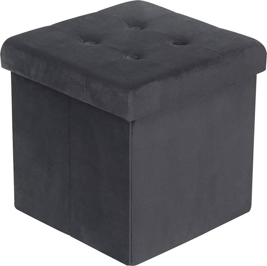 Rootz Living Rootz Opvouwbare Opbergkruk Ottomaanse Bank Zitting Fluwelen Kussen Schoenenkast 37 5 cm x 38 cm x 37 5 cm