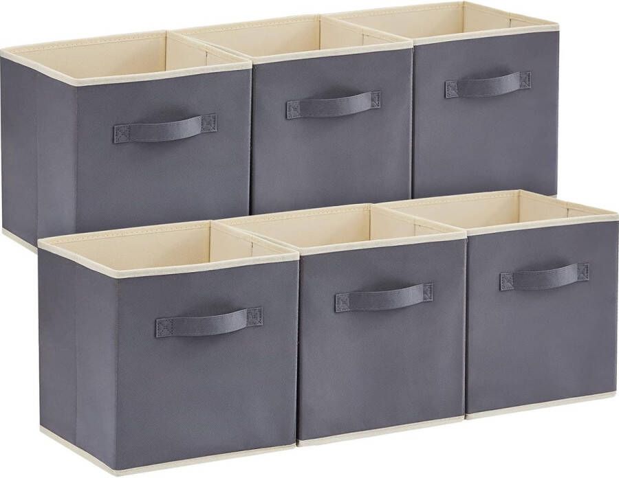 Opvouwbare Opbergkubussen 11 inch Opvouwbare Stoffen Bakken Meerkleurige Organisatoren Decoratieve Opvouwbare Opbergdoos Voor Kasten Voor Kast Bijkeuken Bergruimte Set Van 6 Grijs