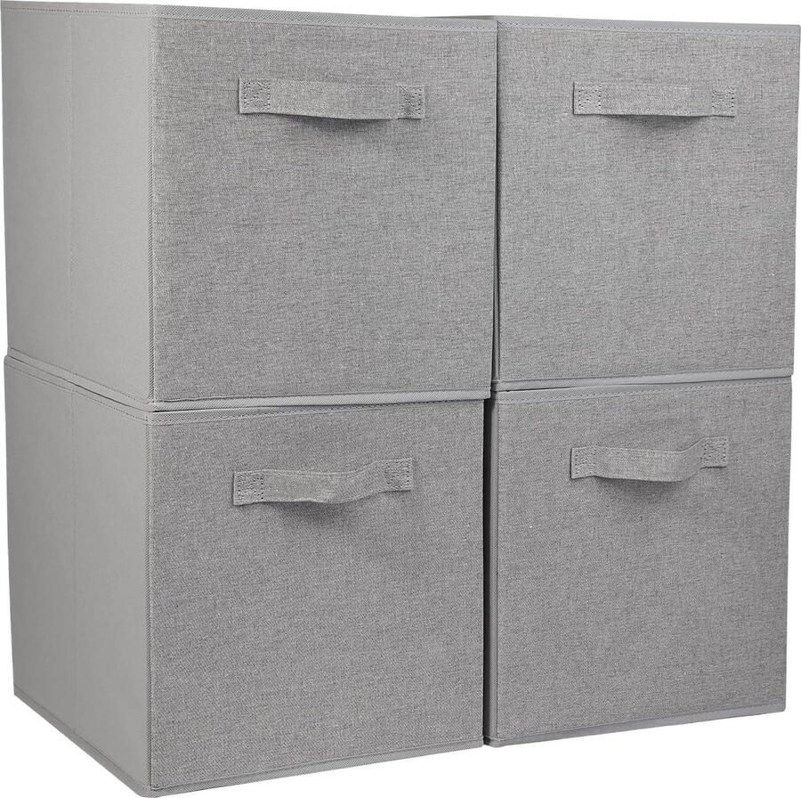 Opvouwbare opbergkubussen opbergdozen set van 4 grijs stoffen 30 x 30 x 30 cm
