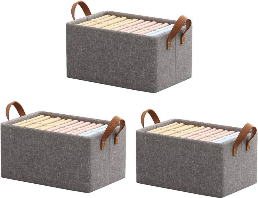 Opvouwbare opbergmanden 46 x 28 x 20 cm linnen stoffen opbergmand voor speelgoed kleding thuis wasgoed (3-sets)