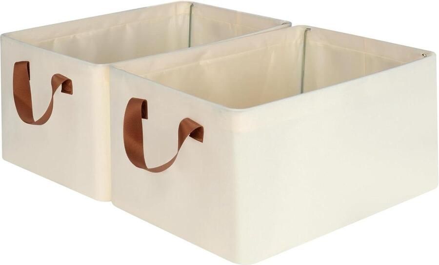 Opvouwbare opbergmanden Organizer voor kledingkast en badkamer Set van 2 Oxford stof 41 x 32 x 23 cm Beige kledingkasten slaapkamer