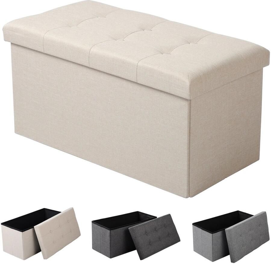 Merkloos MazrekuHome Opbergbank Poef Met deksel Functionele opbergbak Poef 76x38x38 (LxBxH) Mooi design Stevige kwaliteit