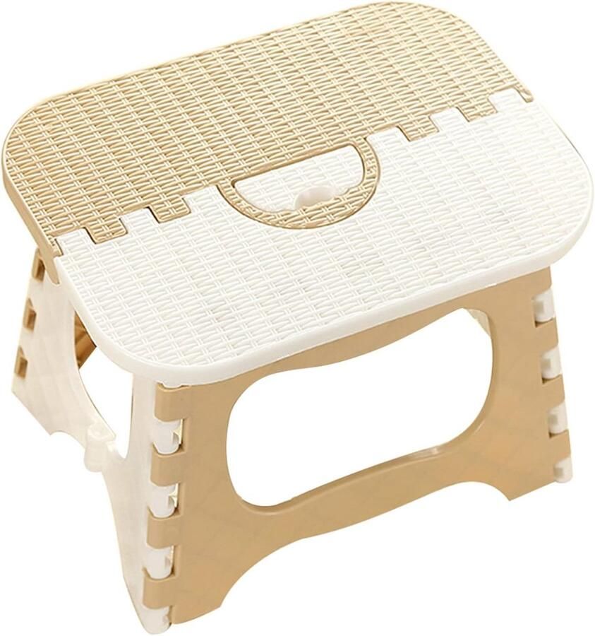 Opvouwbare Opstapkruk Opvouwbare Plastic Kruk voor Kinderen Opvouwbare Krukken voor Volwassenen met Draagbaar Handvat Outdoor Activiteit Draagbaar Hulpmiddel voor Thuis Kantoor Tuin(Draagbaar beige)