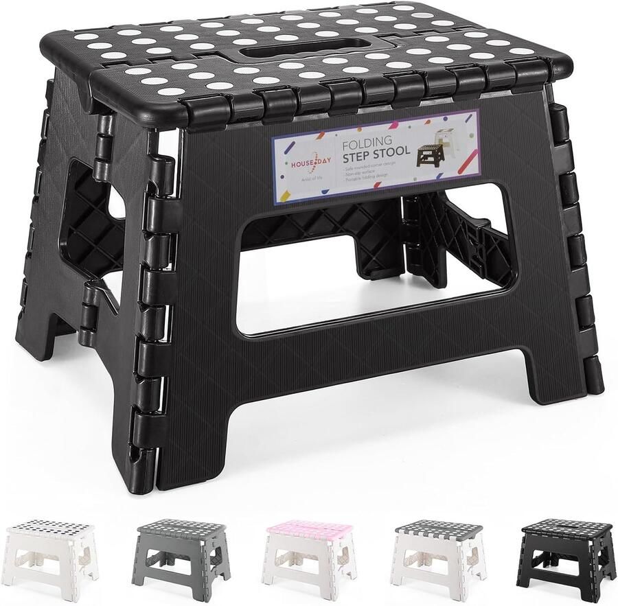 Opvouwbare Opstapkruk voor Kinderen Ruimtebesparende Kinderkruk met Antislipfunctie Zwart Belastbaar tot 115kg Ideaal voor Keuken en Badkamer