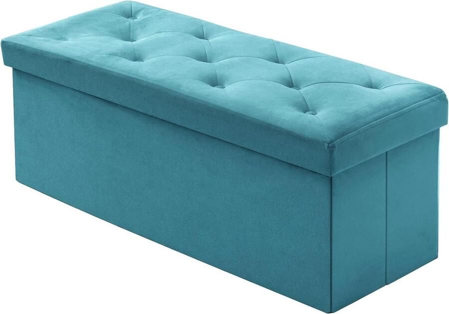 Opvouwbare Ottomaanse opbergbank fluwelen grote Ottomaanse opbergdoos voor woonkamer en slaapkamer Groene kleur 110 x 40 x 40 cm
