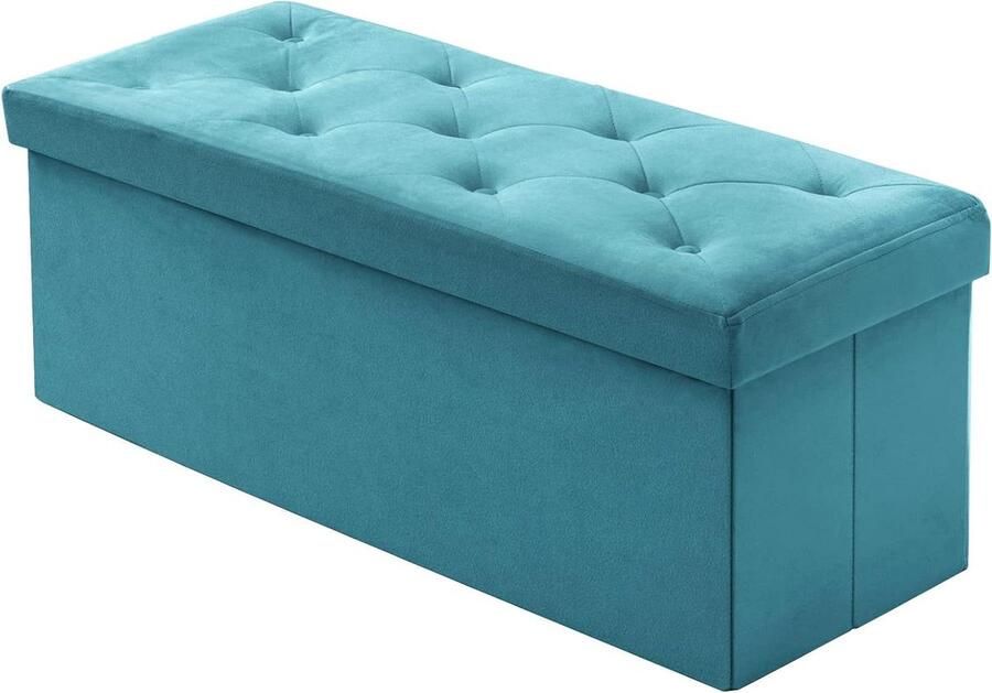Opvouwbare Ottomaanse Opbergbank Fluwelen opbergdoos 1 stuk Groen 110 x 40 x 40 cm