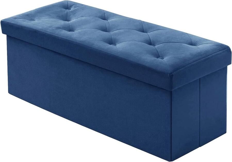 Opvouwbare Ottomaanse Opbergbank Opbergdoos Geschikt voor woonkamer slaapkamer 1 stuk Marineblauw Fluweel 110 x 40 x 40 cm