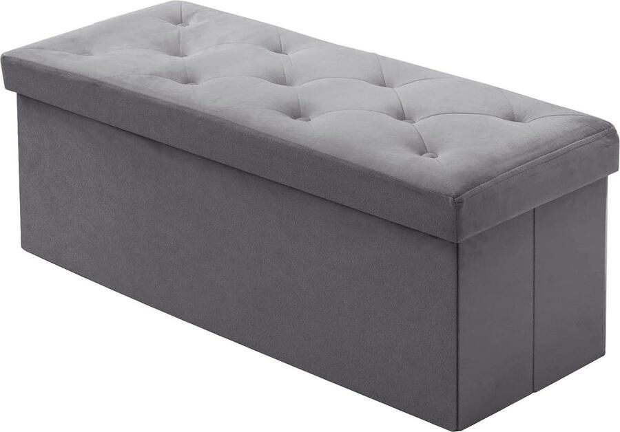 Opvouwbare Ottomaanse opbergbank veelzijdige opslagoplossing 1 stuk grijs fluweel 110 x 40 x 40 cm