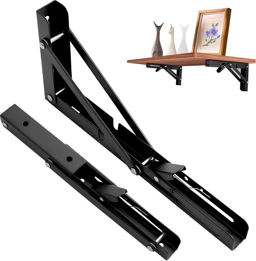 Opvouwbare Plank Beugels Ruimte Besparend 2 Stuks Zwart Metalen